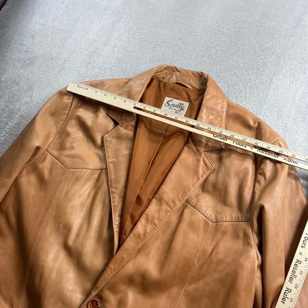 Scully Mens‎ Tan Genuine Leather Western Yoke Blazer Sport Coat Jacket 48L